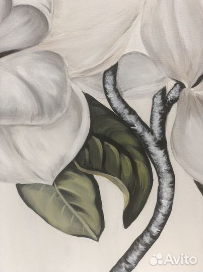 Картина маслом ручной работы Цветы Магнолии