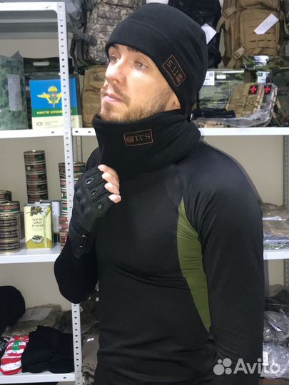 Шапка и шарф баф снуд на флисе теплая