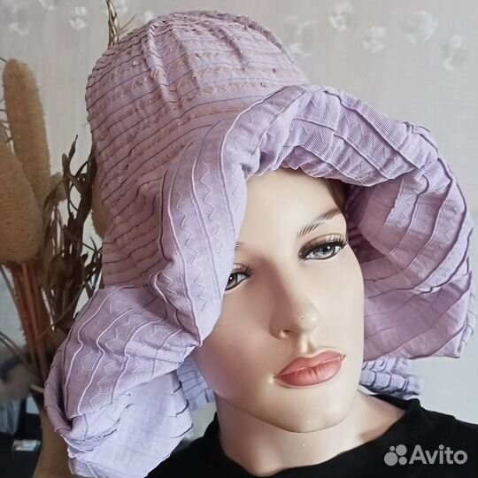 Летняя шляпа трансформер, бледно сиреневая