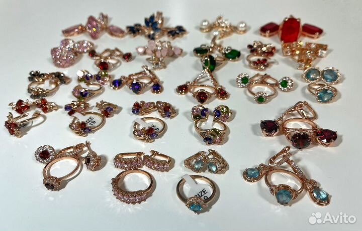 Бижутерия: серьги с кольцами (комплект) 19 размер