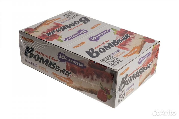 Протеиновый батончик Bombbar, малиновый чизкейк, 6