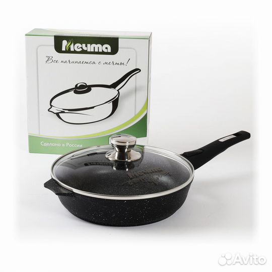 Сковорода Мечта гранит 26 см с крышкой