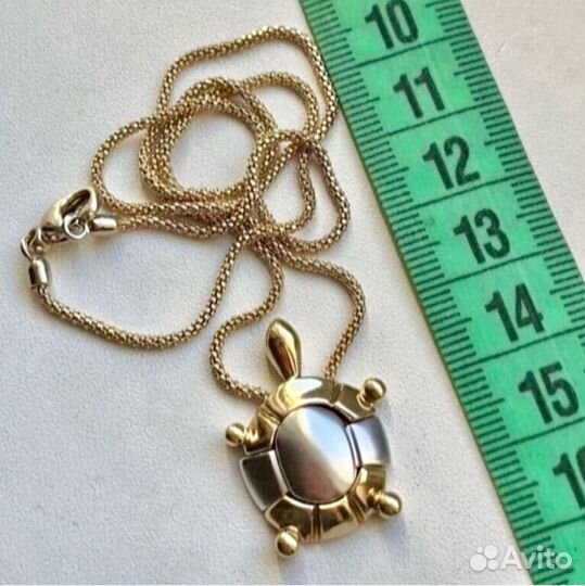 Золотое колье 585 пробы цепь кулон Черепаха