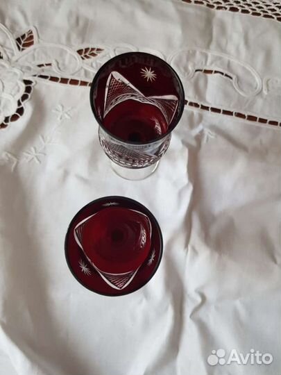 Бокалы хрустальные 50-ые года, рубиновый хрусталь