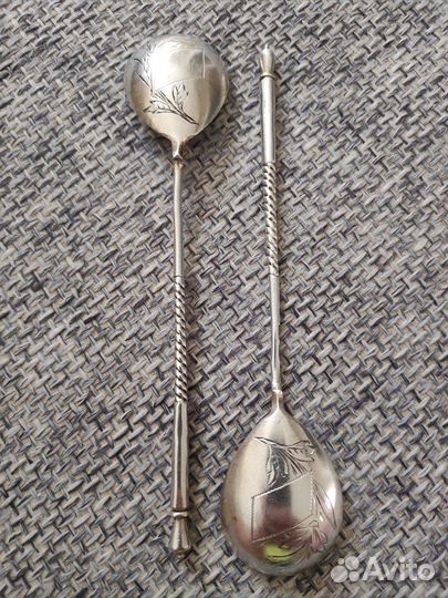 Старинные чайные парные ложки, серебро 84 проба