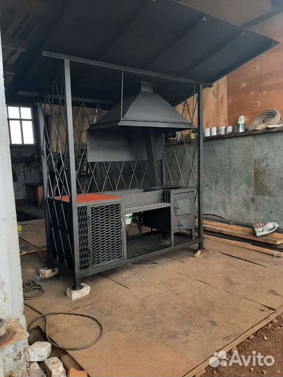 Мангал с печью под казан