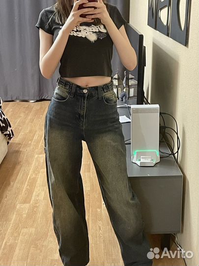 Джинсы широкие потертые dub y2k wide leg baggy