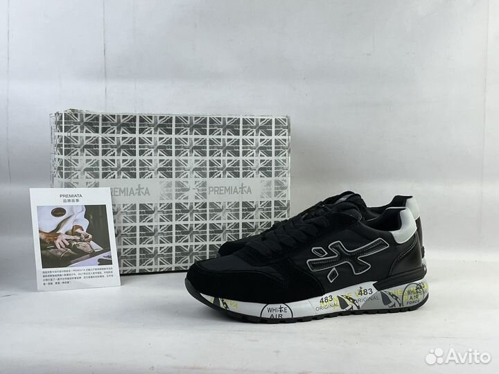 Кроссовки Premiata black white черно белые