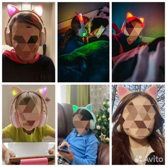 Наушники новые беспроводные светятся ушки