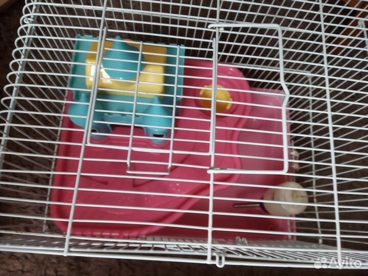 Клетка для хомяка большая с домиком, бутылкой, шар