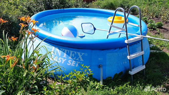 Бассейн 366*76 intex фильтр, лестница, тент, насос