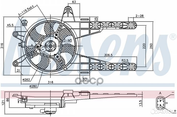 Крыльчатка с эл.мотором fiat punto I 93- 7741201