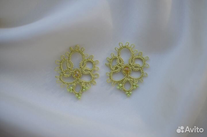 Серьги фриволите ручная работа