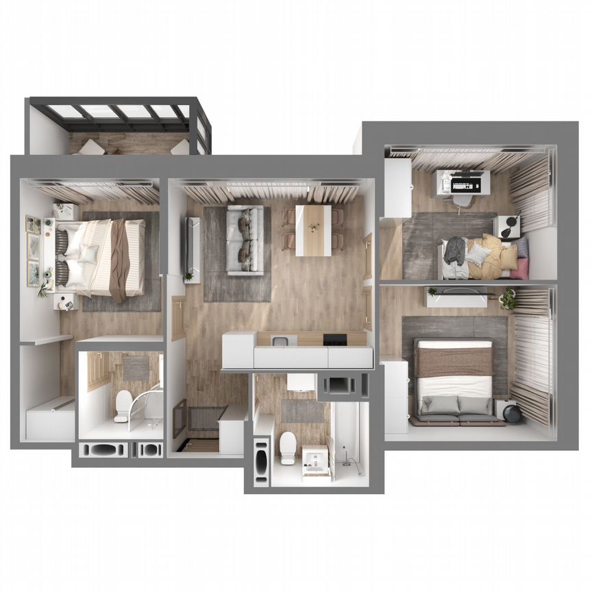 3-к. квартира, 63,3 м², 1/23 эт.