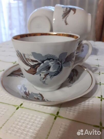 Чашка с блюдцем 5 пар.новые