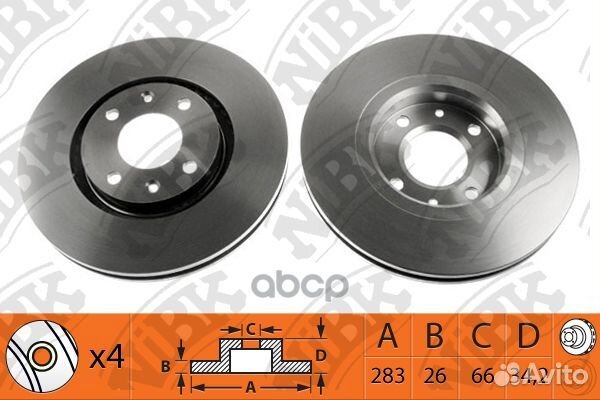 Диск тормозной передний NiBK RN1151 Толщина-26м