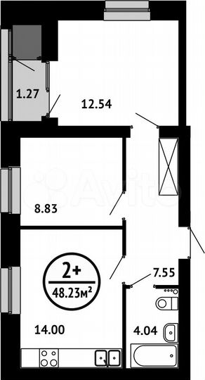 2-к. квартира, 48,2 м², 6/6 эт.