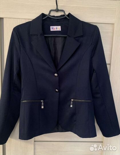 Школьный синий пиджак для девочек 164