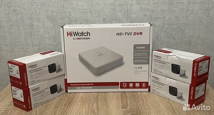 Комплект видеонаблюдения 4 камеры 5 Мп со звуком