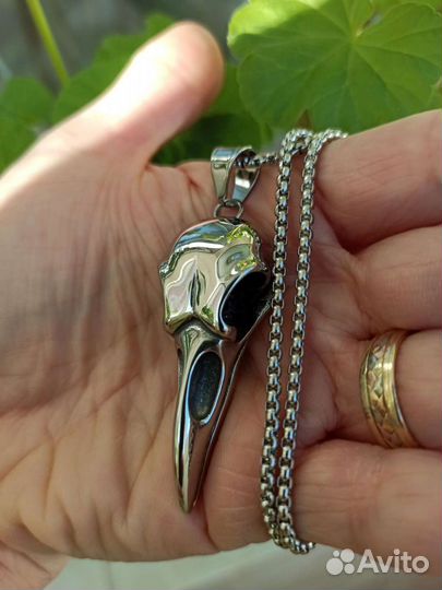 2 шт Кулон Череп ворона из стали