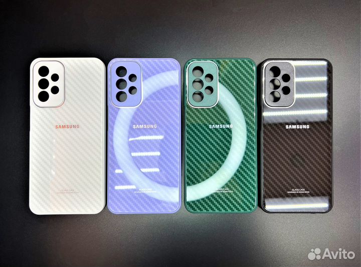 Чехол стекло под карбон logo Apple Samsung Xiaomi