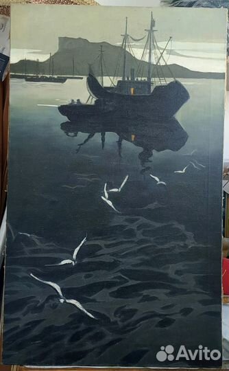 Старая картина, холст, масло, нх