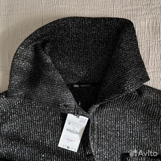 Zara кардиган с люрексом, хлопок, новый, М