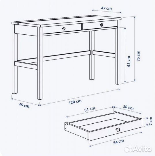 Стол Икеа Хемнэс консольный 120*47 чёрный