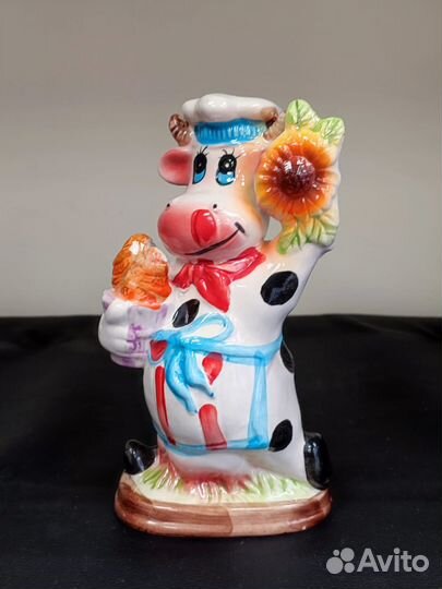 Статуэтка карандашница корова керамическая 16,5 см
