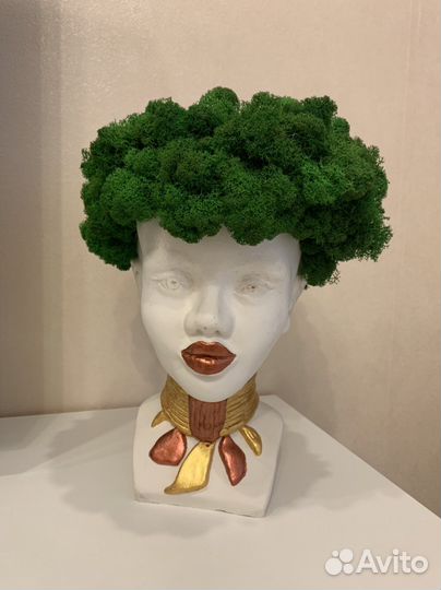 Бюст кашпо голова из гипса Африканка