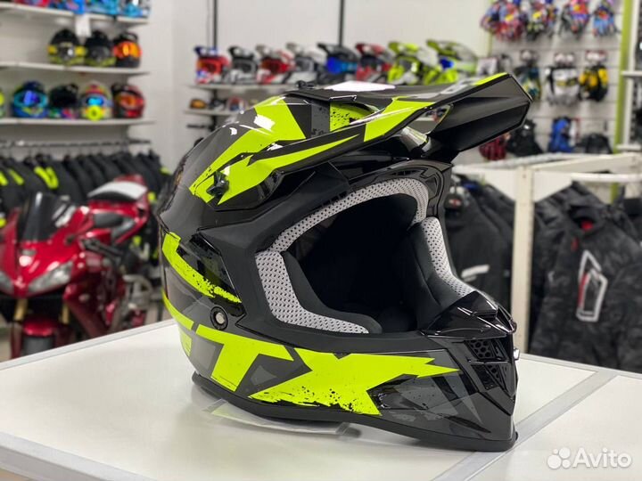 Шлем Кроссовый GTX Black/Fluo Yellow/Grey