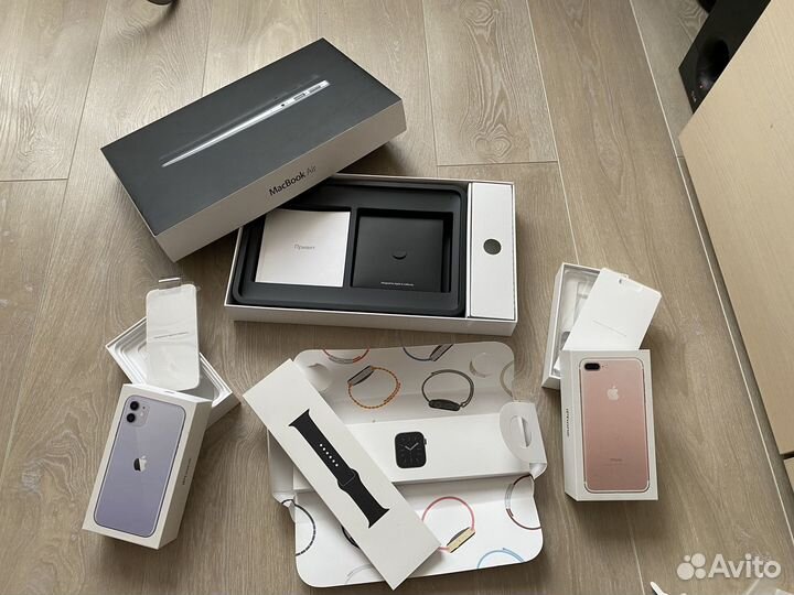 Коробка Apple watch, Macbook air, iPhone 7, 11