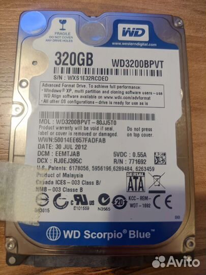 HDD SATA 2.5 для ноутбука 320 гб