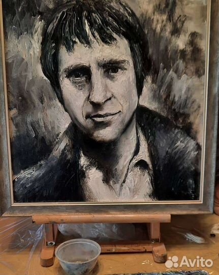 Картина маслом на холсте с рамкой В.С.Высоцский