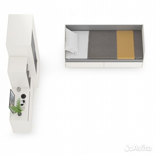 Мебель детская Торонто компоновка № 26, цвет белый шагрень/стальной серый, спальное место 800х1900 м