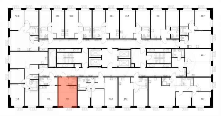 Квартира-студия, 23,6 м², 27/33 эт.