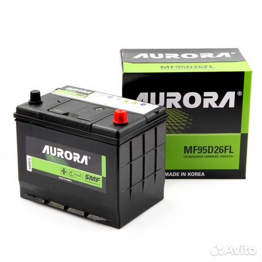 Аккумулятор aurora 80Ач о.п MF95D26FL