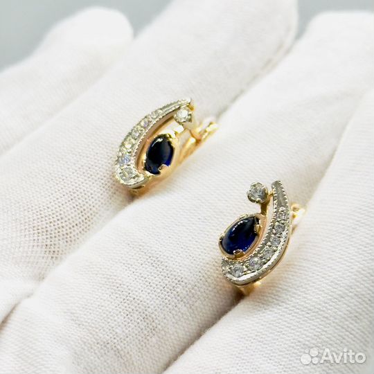 Золотые серьги с фианитом