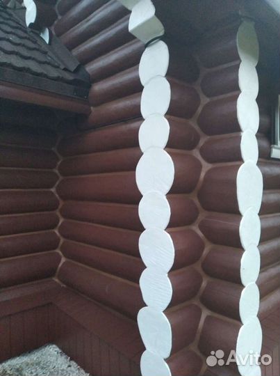 Шлифовка срубов, грунтовка, покраска, тёплый шов