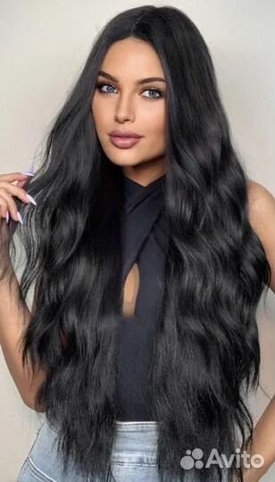 Парик черный длинный