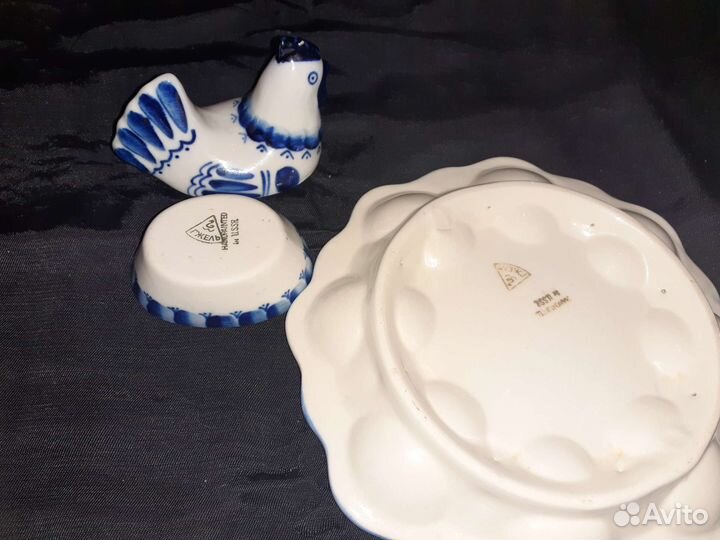Фарфор, Гжель, посуда СССР, Пасхальный набор, яйца