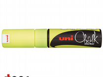 Маркер мелов Uni Chalk 8мм клиновид желтфлуоресц