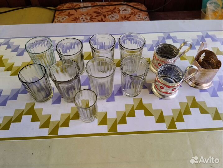 Стаканы граненые СССР, шкалик, подстаканники