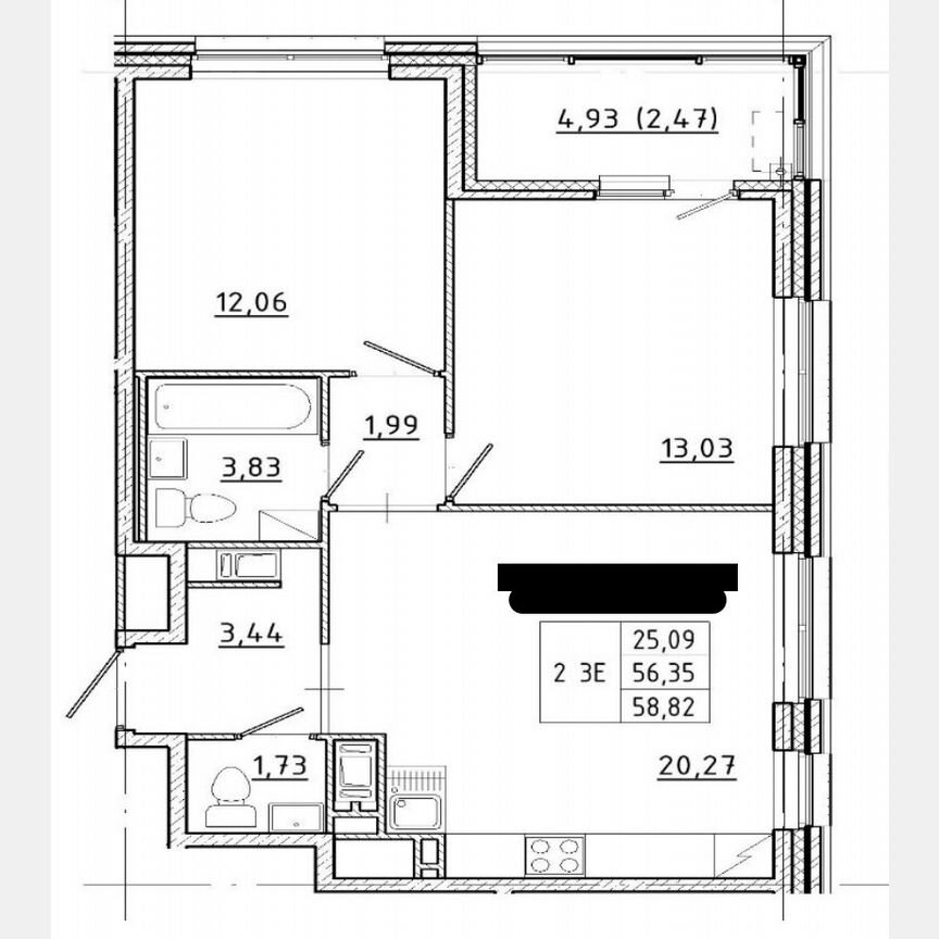 2-к. квартира, 58,8 м², 9/10 эт.