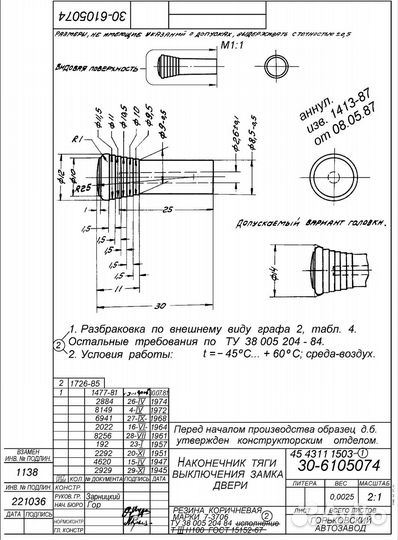 Наконечник тяги замка двери газ-21