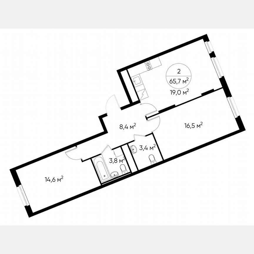 2-к. квартира, 65,7 м², 13/17 эт.
