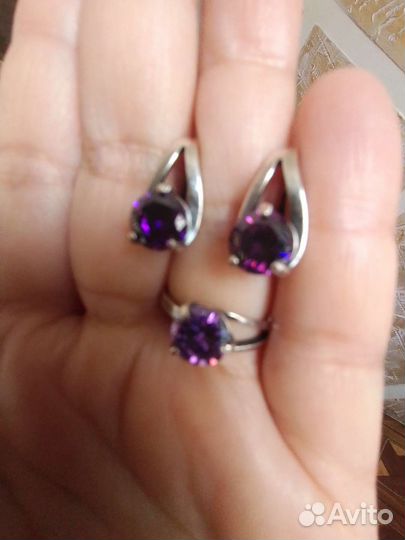 Кольцо и серьги пюм