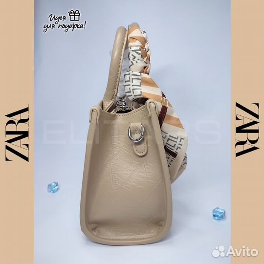 Сумка женская Zara кожа абрикос