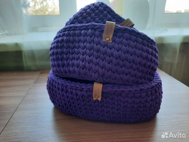 Вязаные корзинки ручной работы