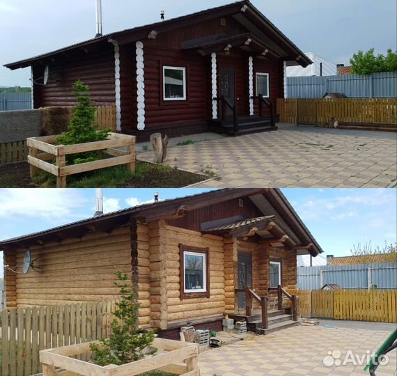 Шлифовка и покраска деревянного дома